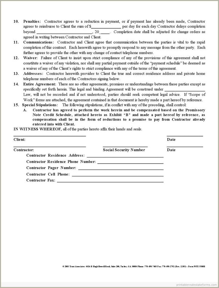 Free Independent Contractor For Real Estate Agreement Template