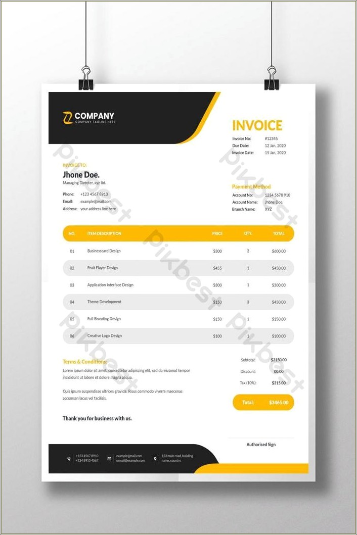Free Invoice Templates For Excel Files Contemporary