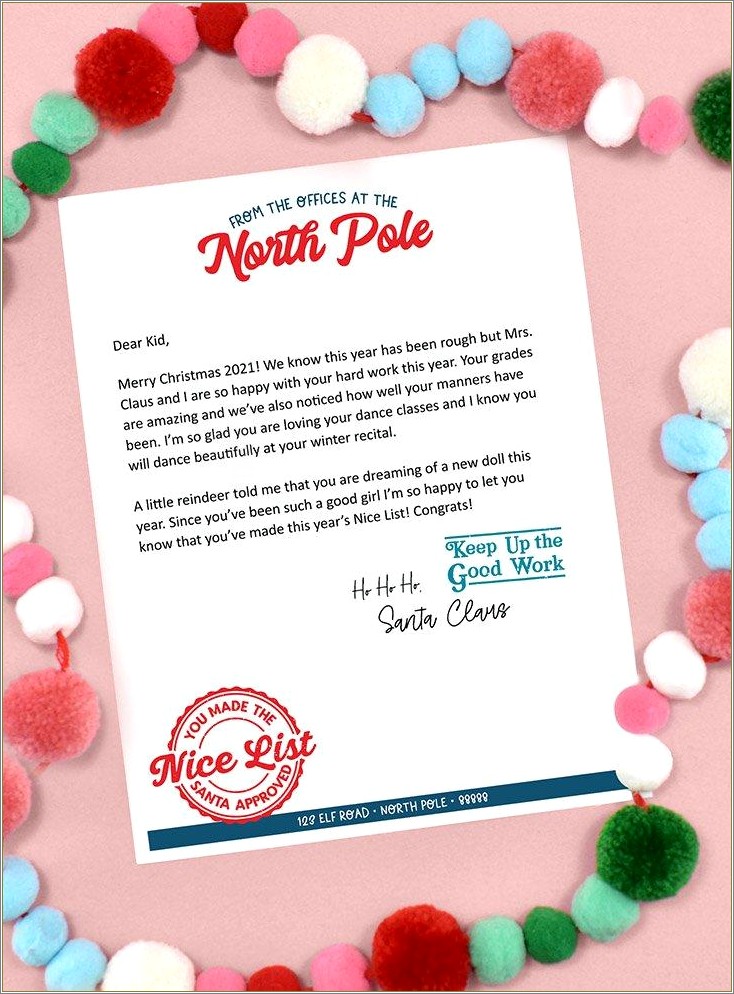 Free Letter From Santa Template Word Doc