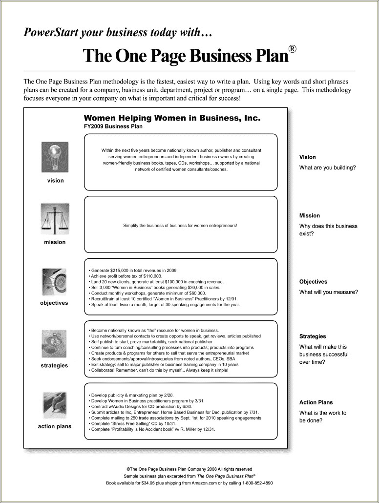 Free Ms Word One Page Business Plan Template