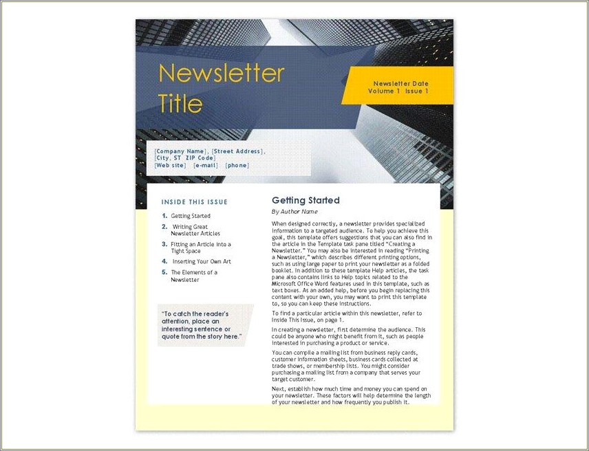 Free Newsletter Templates For Microsoft Word 2007