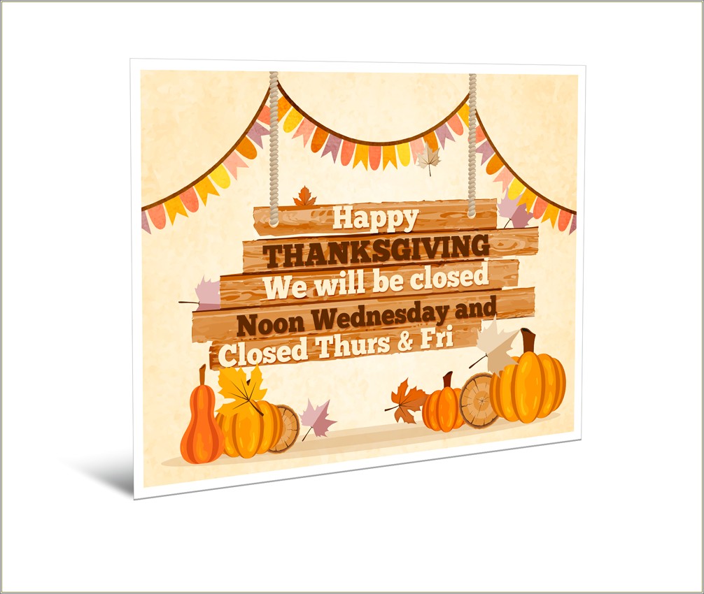 Free Office Closed For Thanksgiving Sign Template