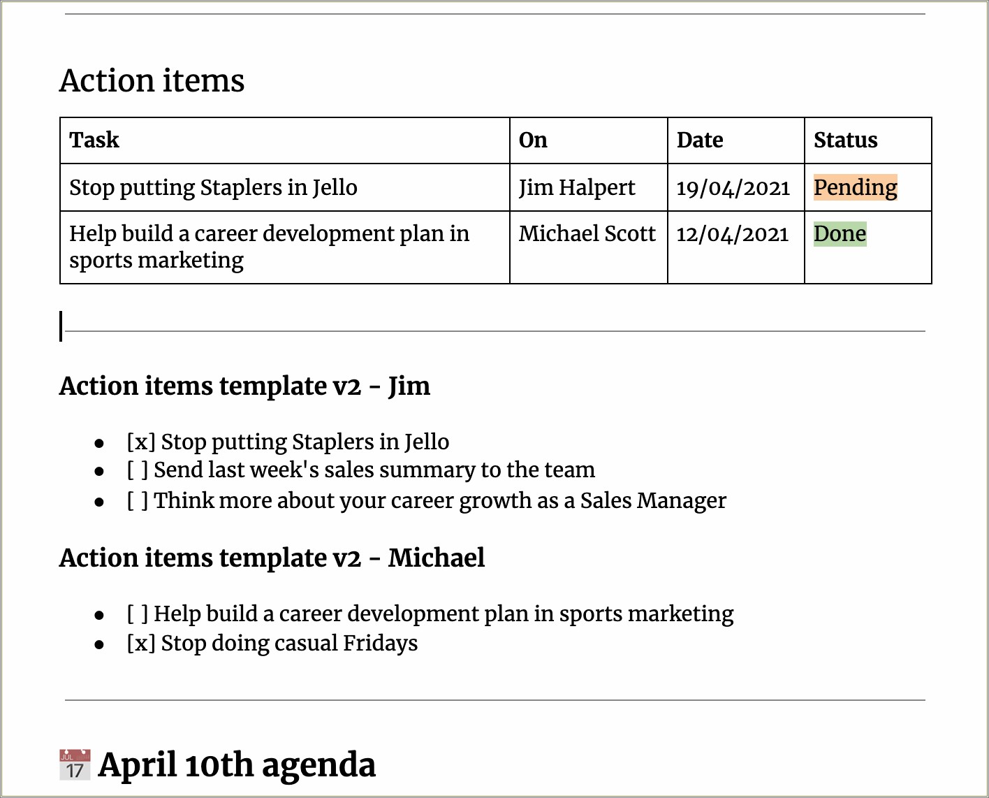 Free One On One Meeting Template Excel