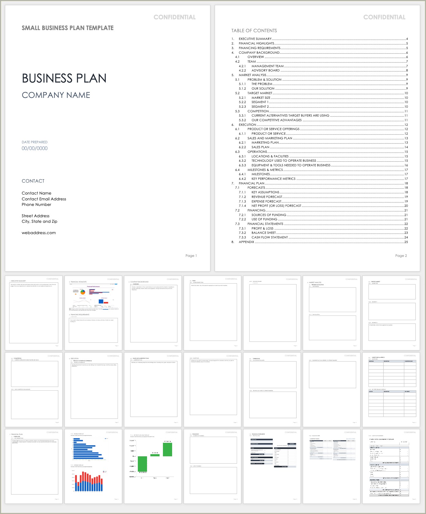 Free One Page Business Plan Template Free