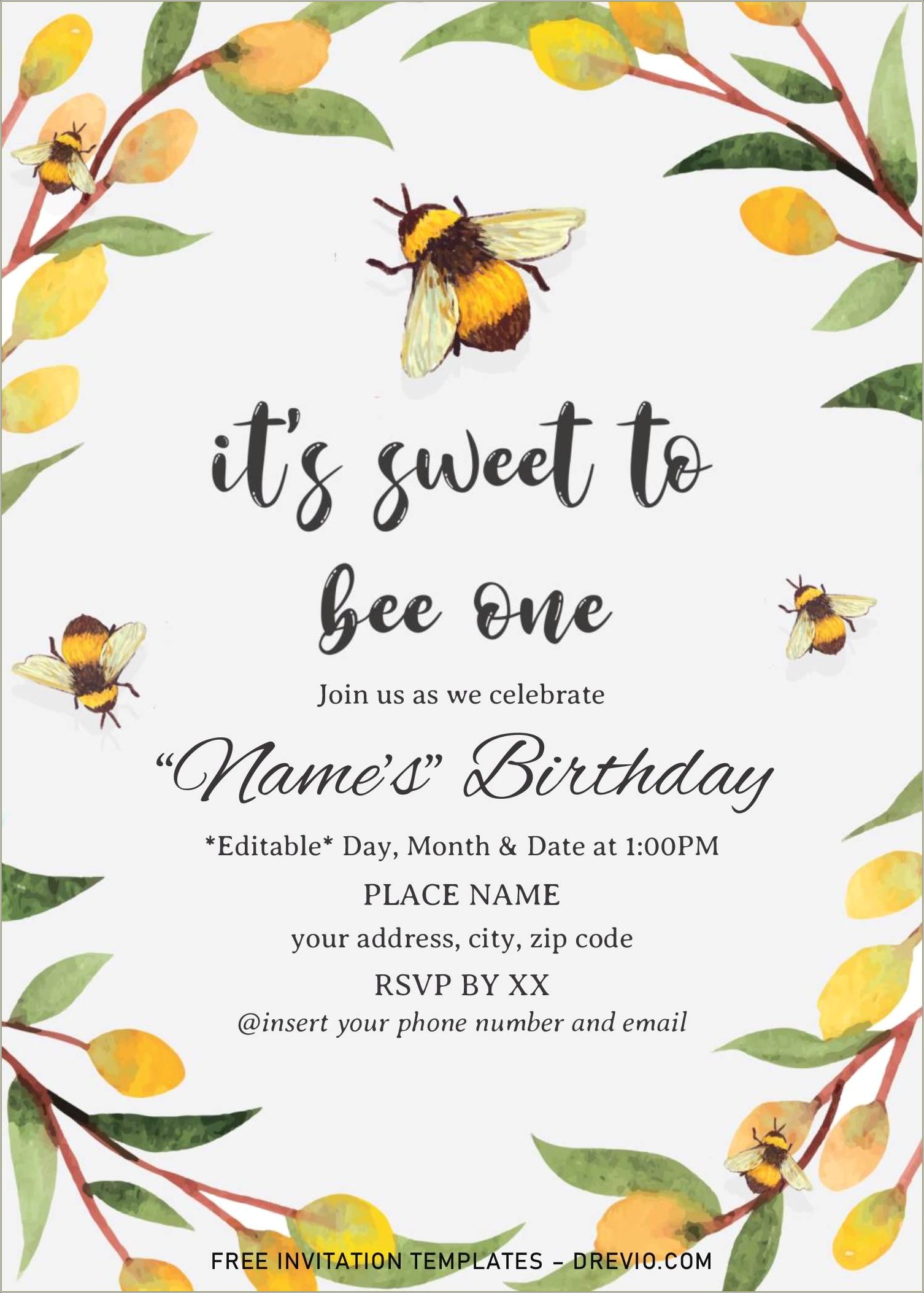 Free One Year Old Birthday Invitation Templates