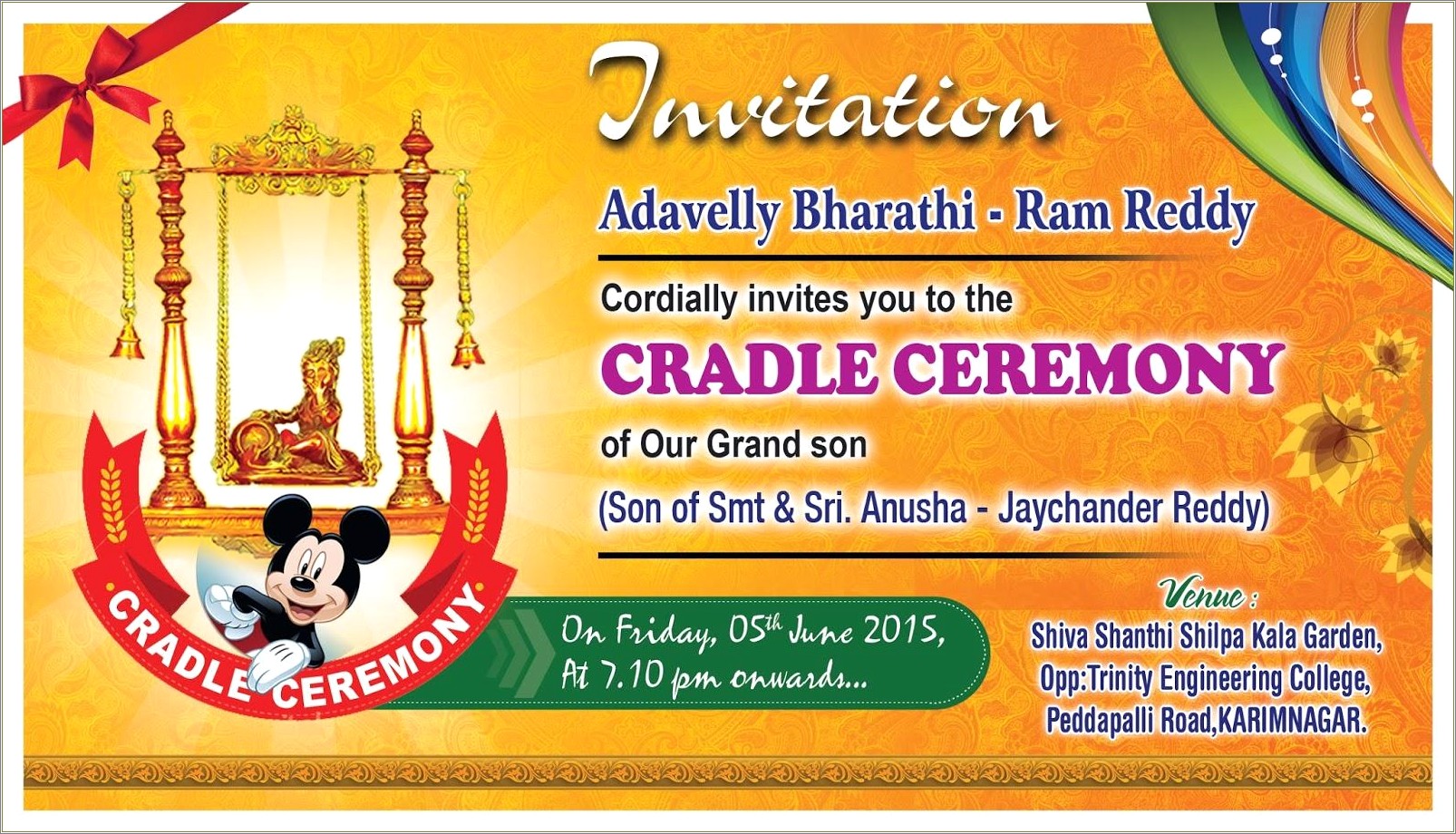 Free Online Naming Ceremony Invitation Card Template