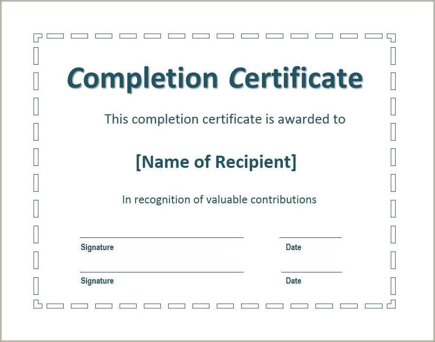 Free Online Printable Certificate Of Completion Templates