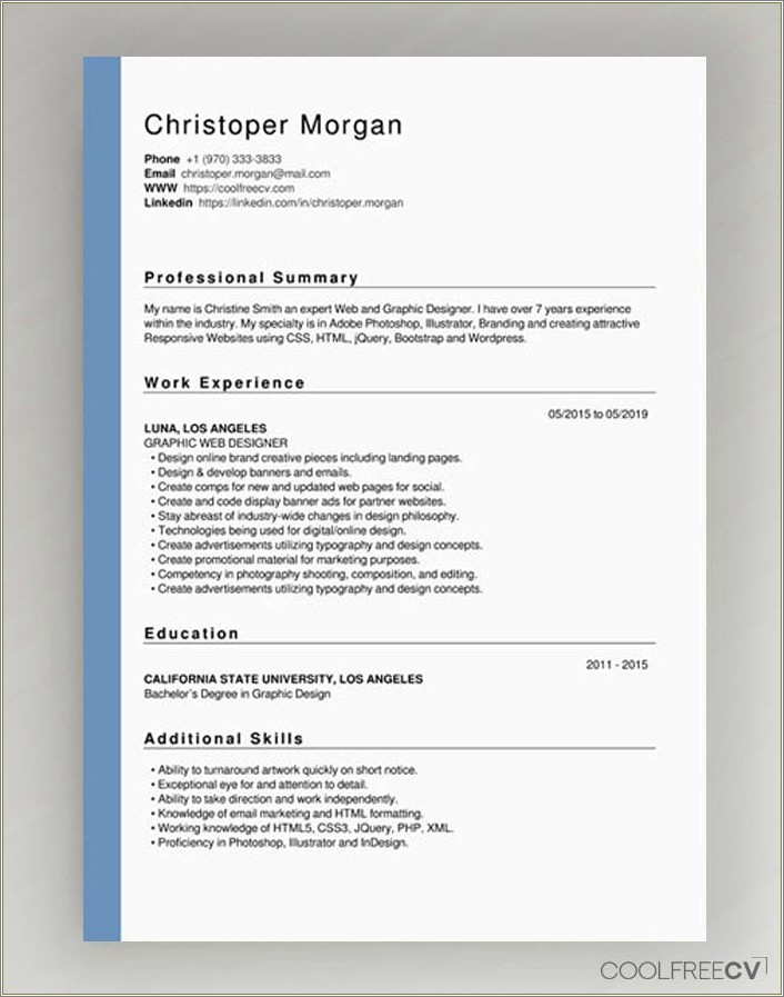Free Online Resume And Graphics