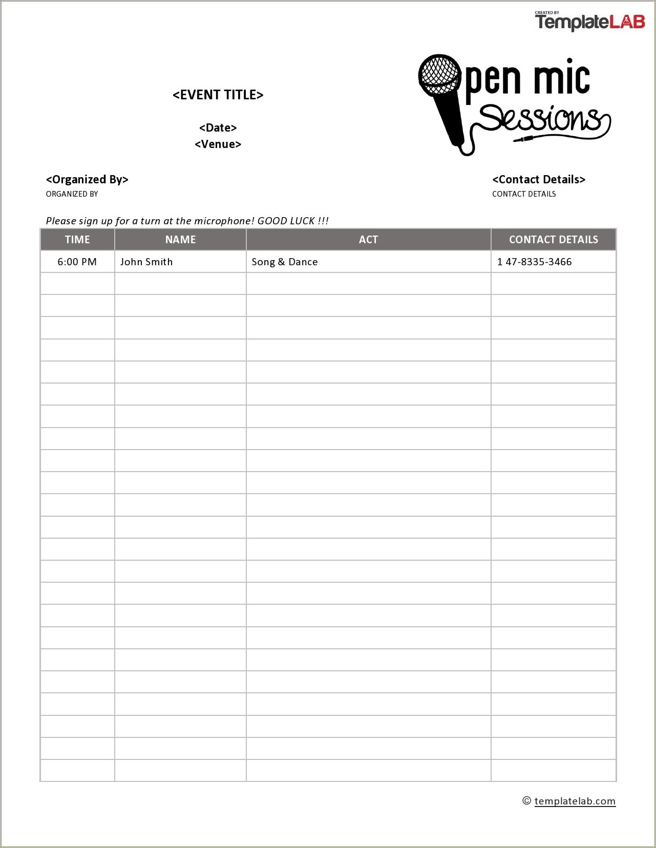 Free Open House Sign In Sheet Template Downloadable
