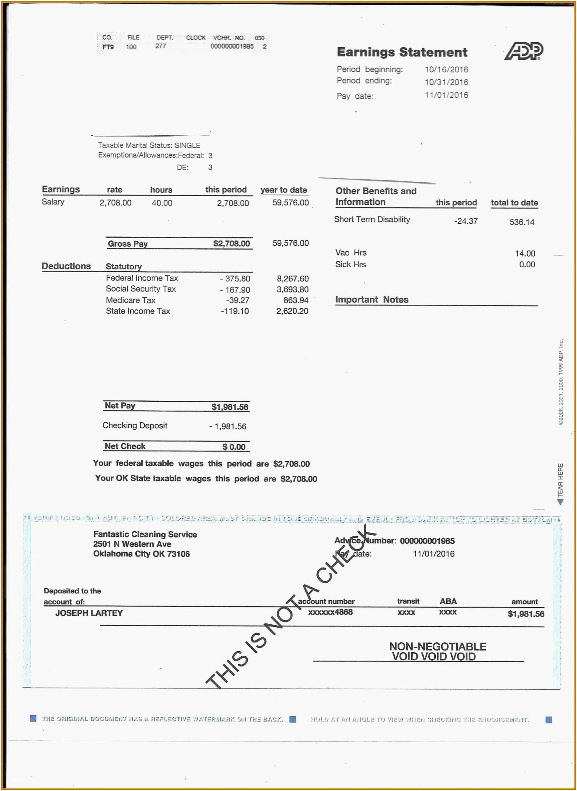 Free Paycheck Stub Template In Microsoft Word