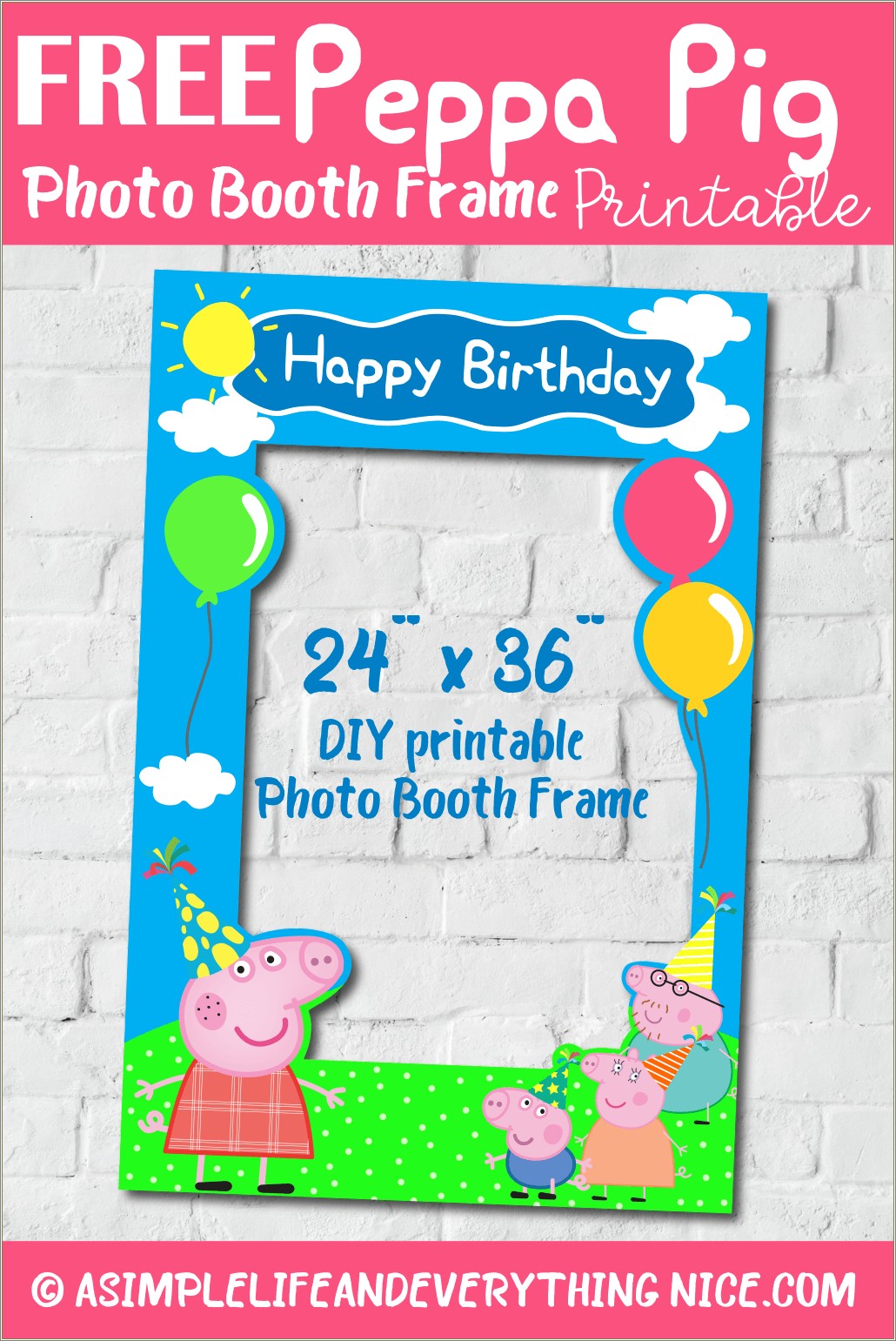 Free Pig Party Goodie Bag Topper Template