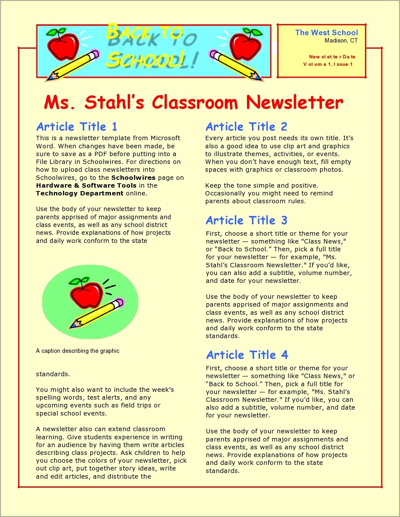 Free Preschool Teacher Newsletter Templates Microsoft Word September