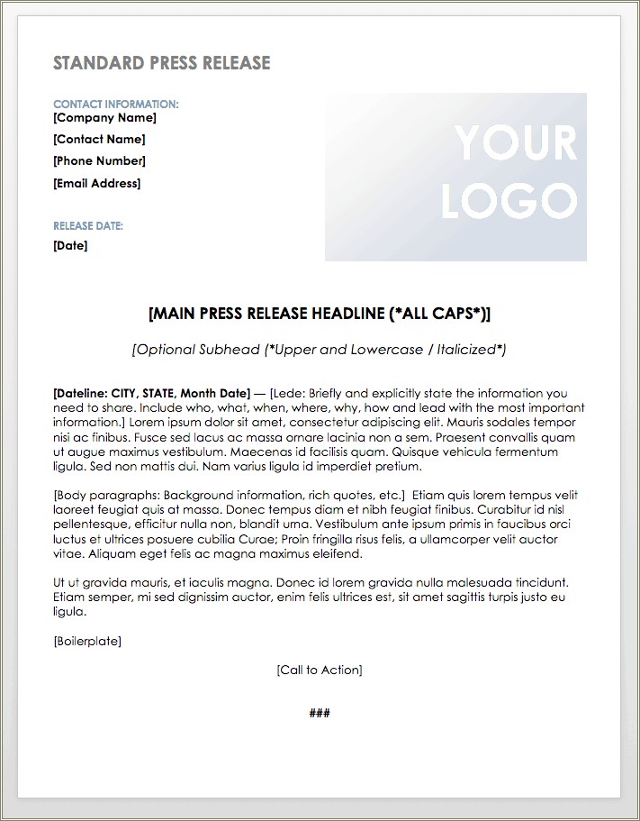 Free Press Release Templates For Free Event