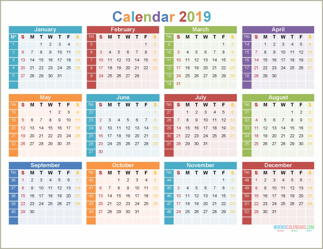 Free Printable 12 Month Calendar Template 2020