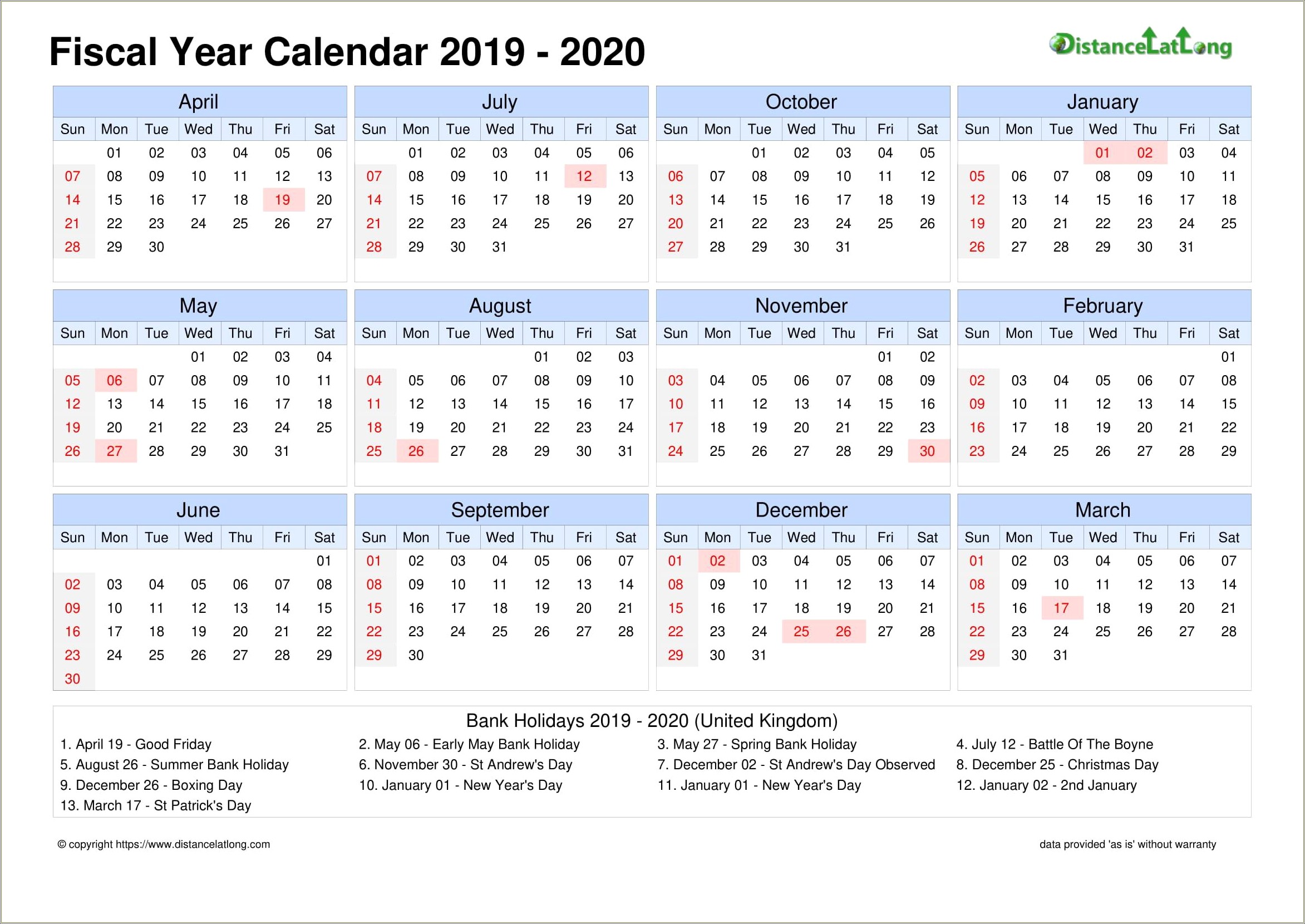Free Printable 2019 2020 Calendar Template Word Format
