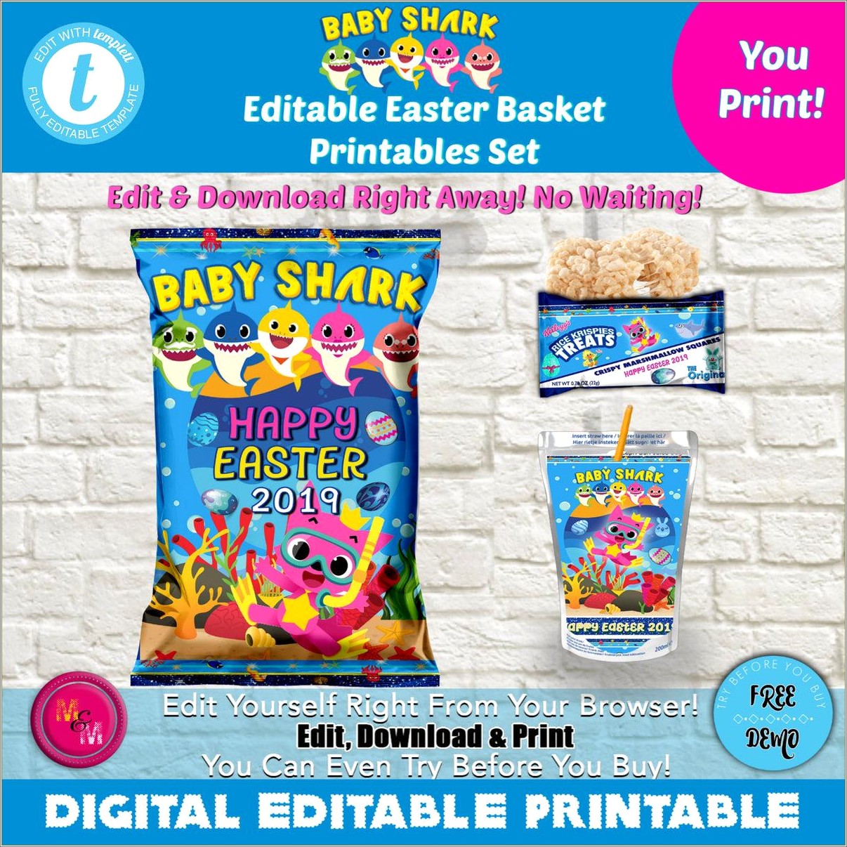 Free Printable Baby Shark Chip Bag Template