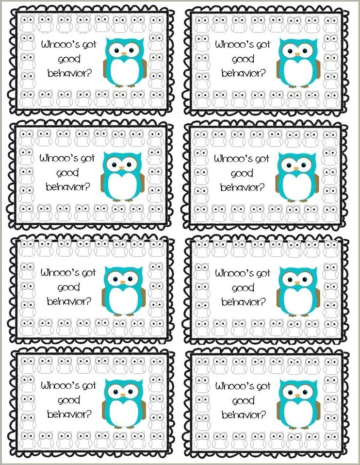 Free Printable Behavior Punch Card Template