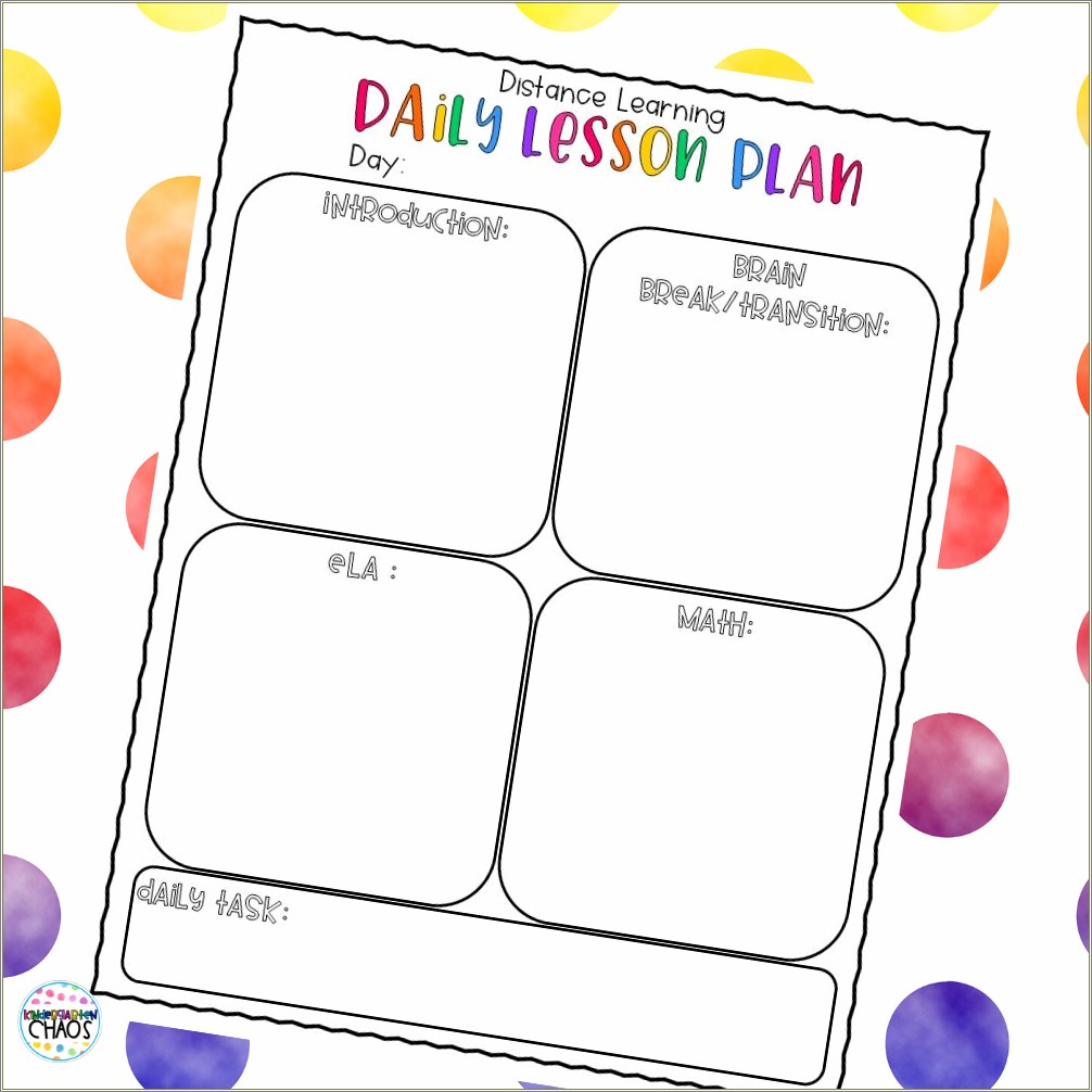 Free Printable Blank Daily Lesson Plan Template