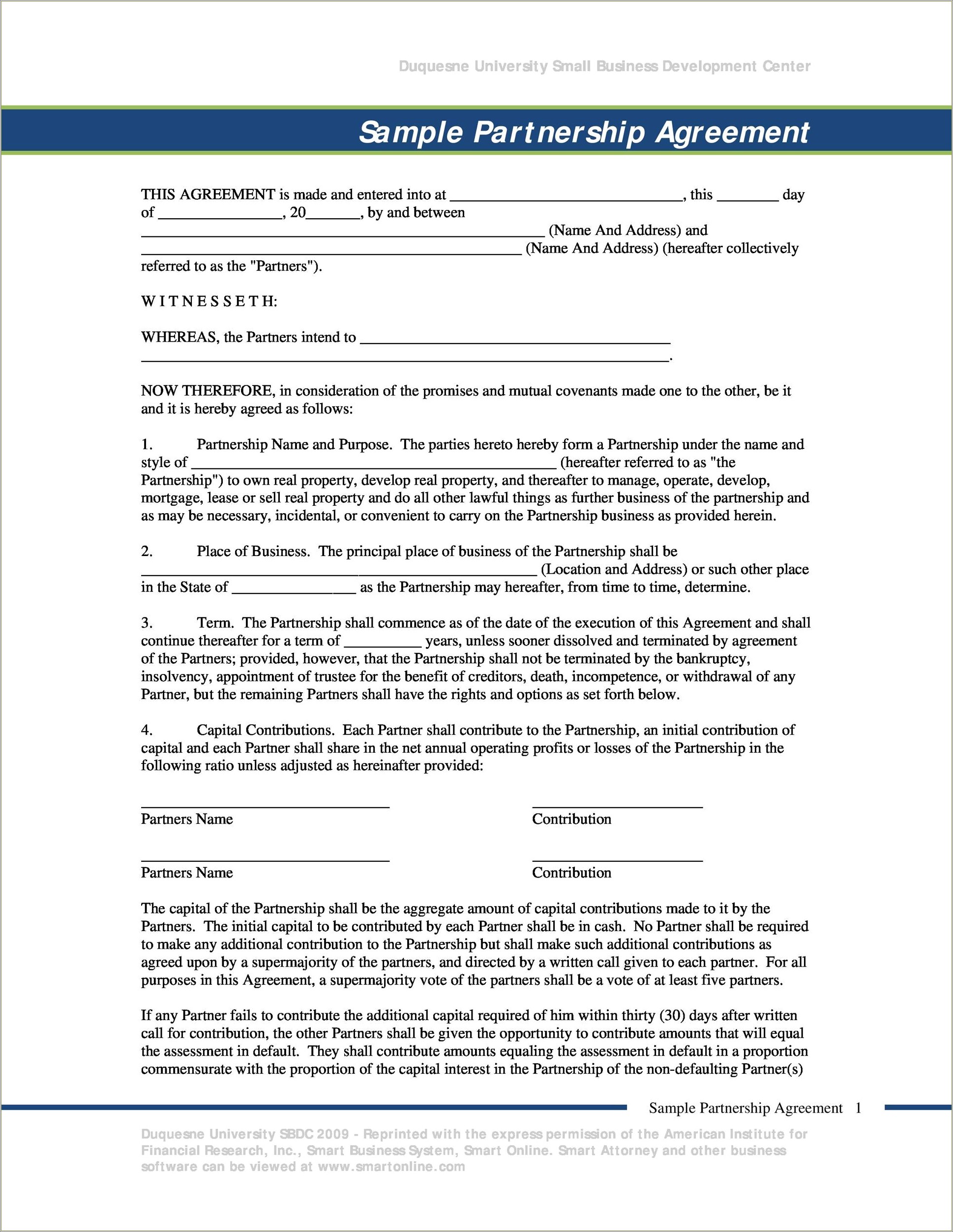 Free Printable Business Partner Separation Agreement Template