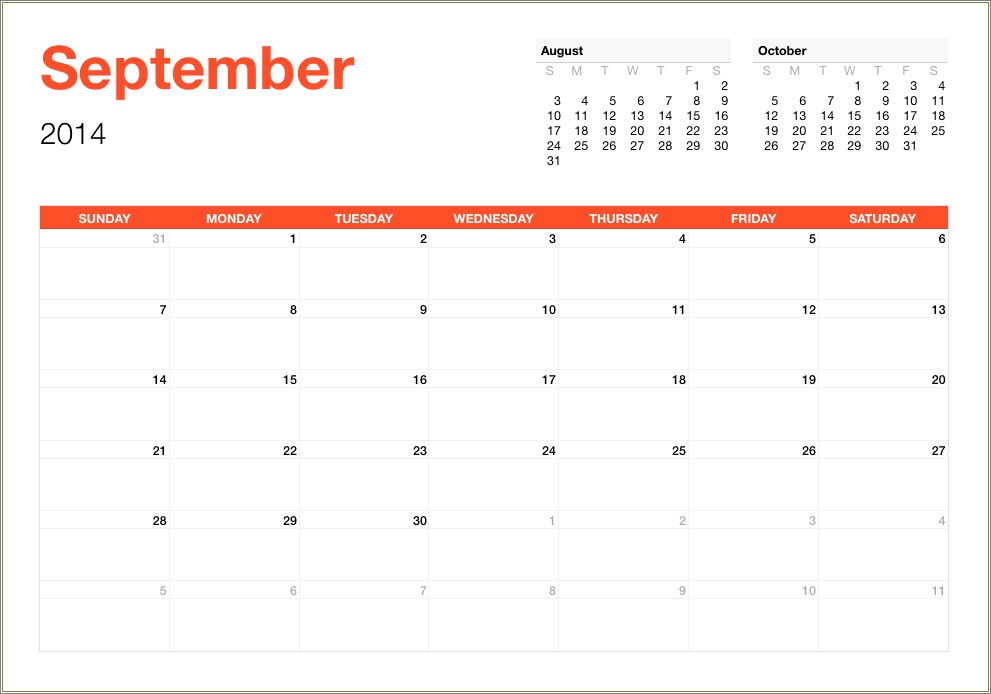 Free Printable Calendar Template For Mac