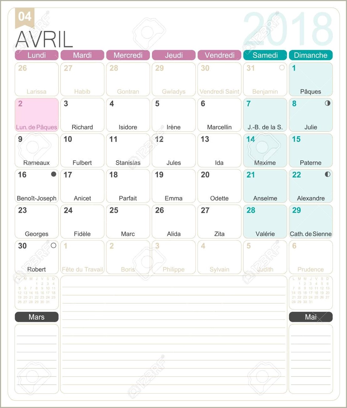 Free Printable Calendar Templates April 2018