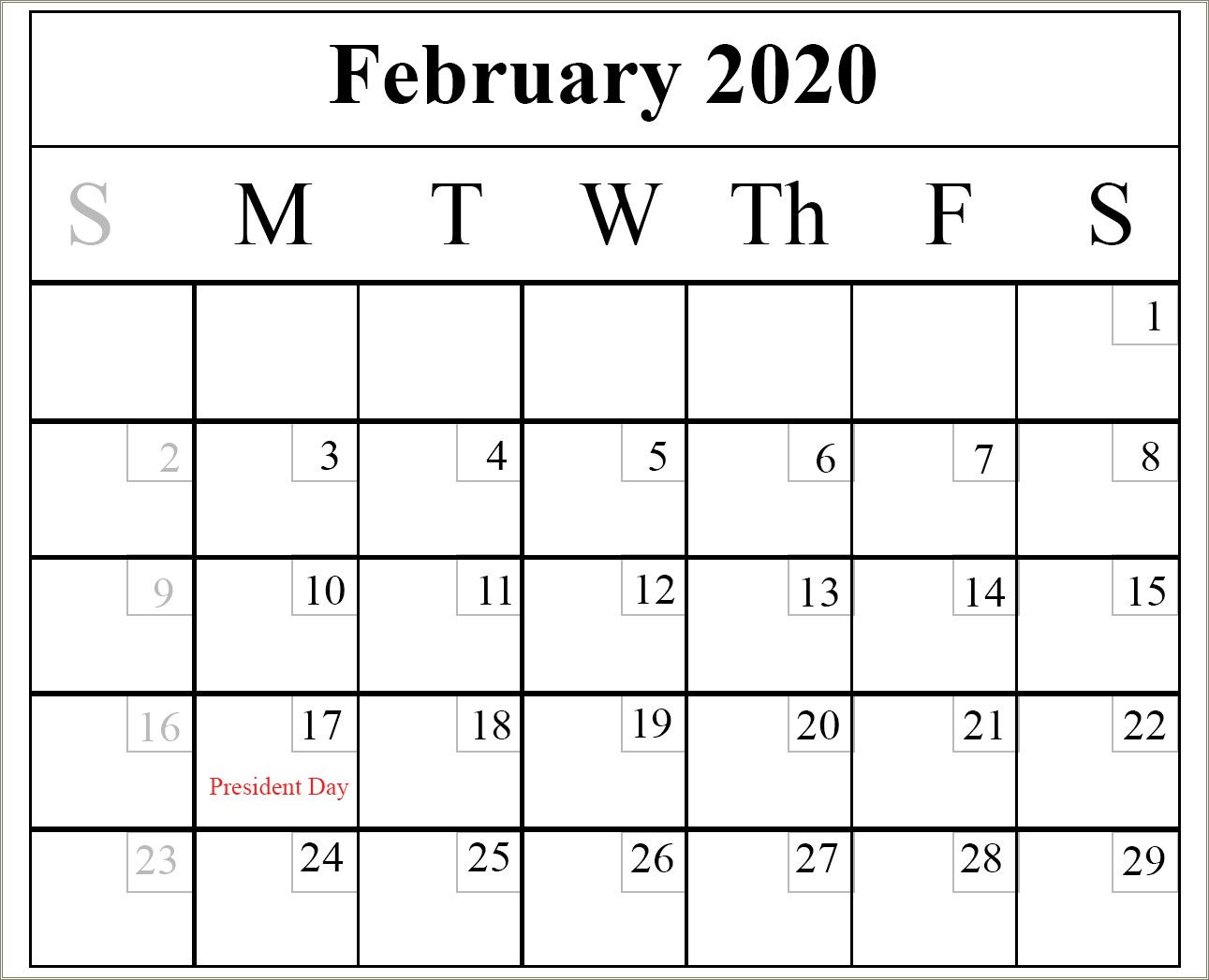 Free Printable Calendar Templates February 2020