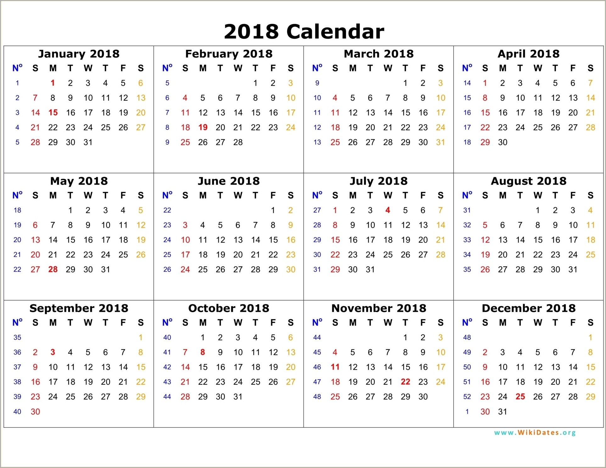 Free Printable Calendar Templates January 2018