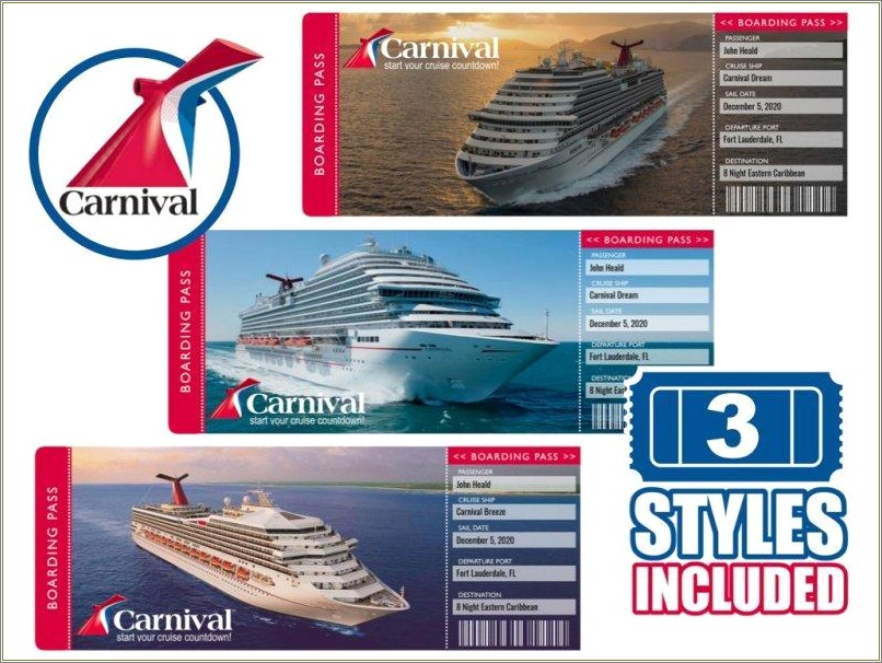 Free Printable Carnival Cruise Boarding Pass Template