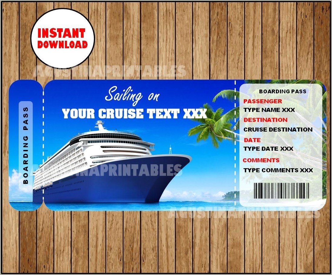 Free Printable Carnival Cruiseboarding Pass Template