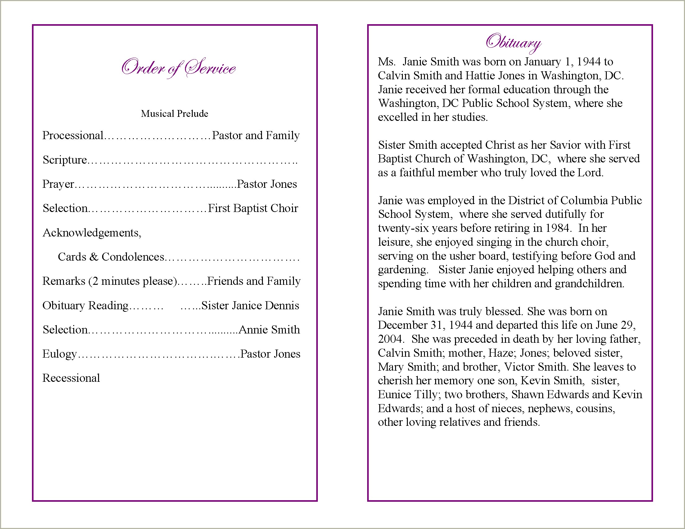 Free Printable Catholic Wedding Service 11x17 Program Templates