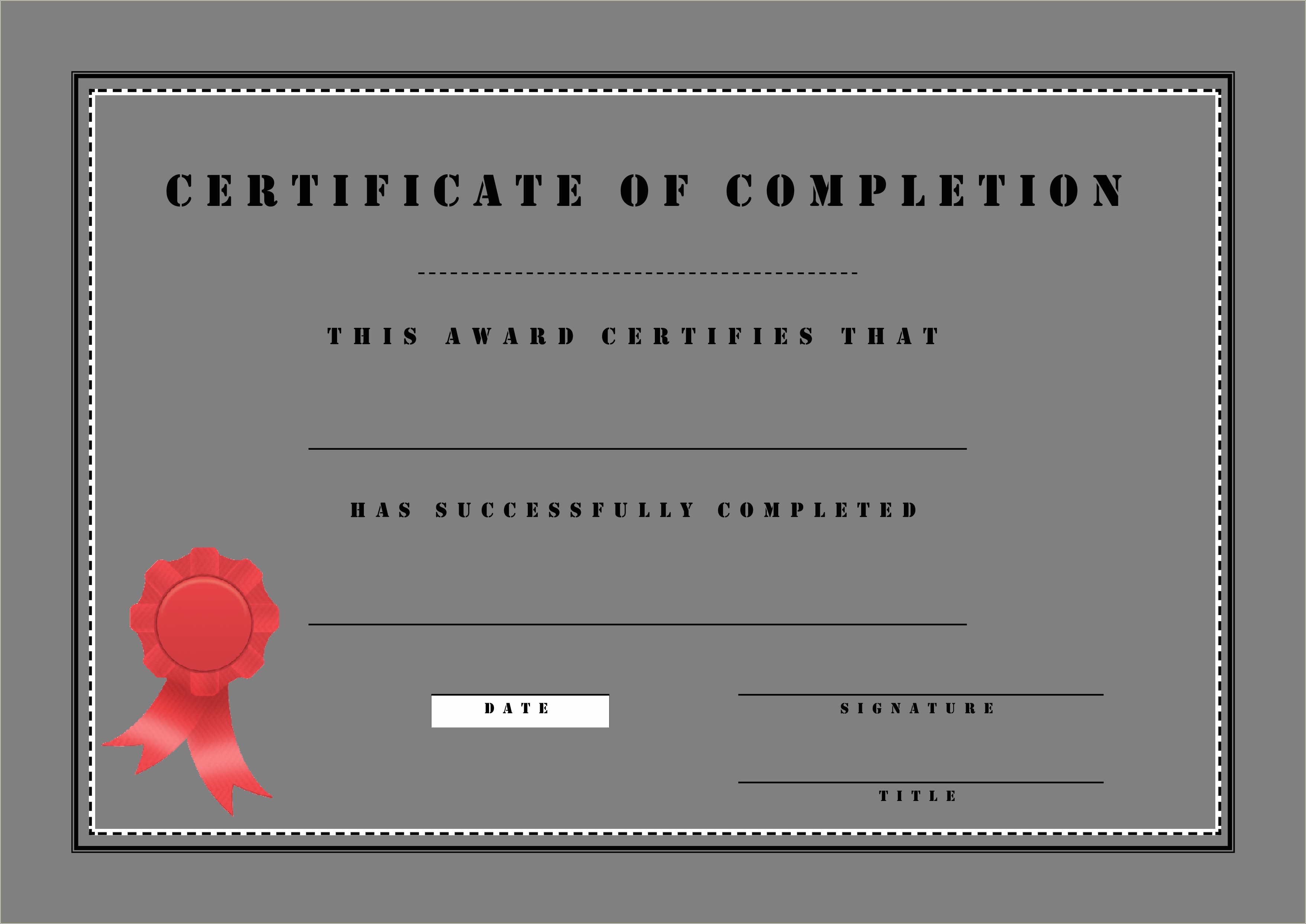 Free Printable Certificate Of Cpmpletion Template