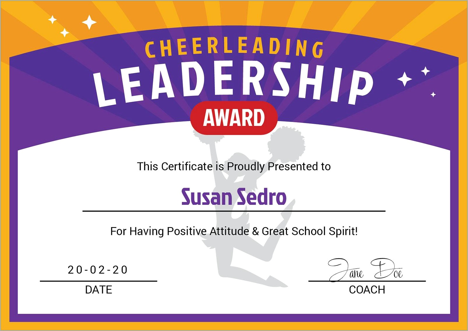 Free Printable Cheerleading Award Certificate Templates