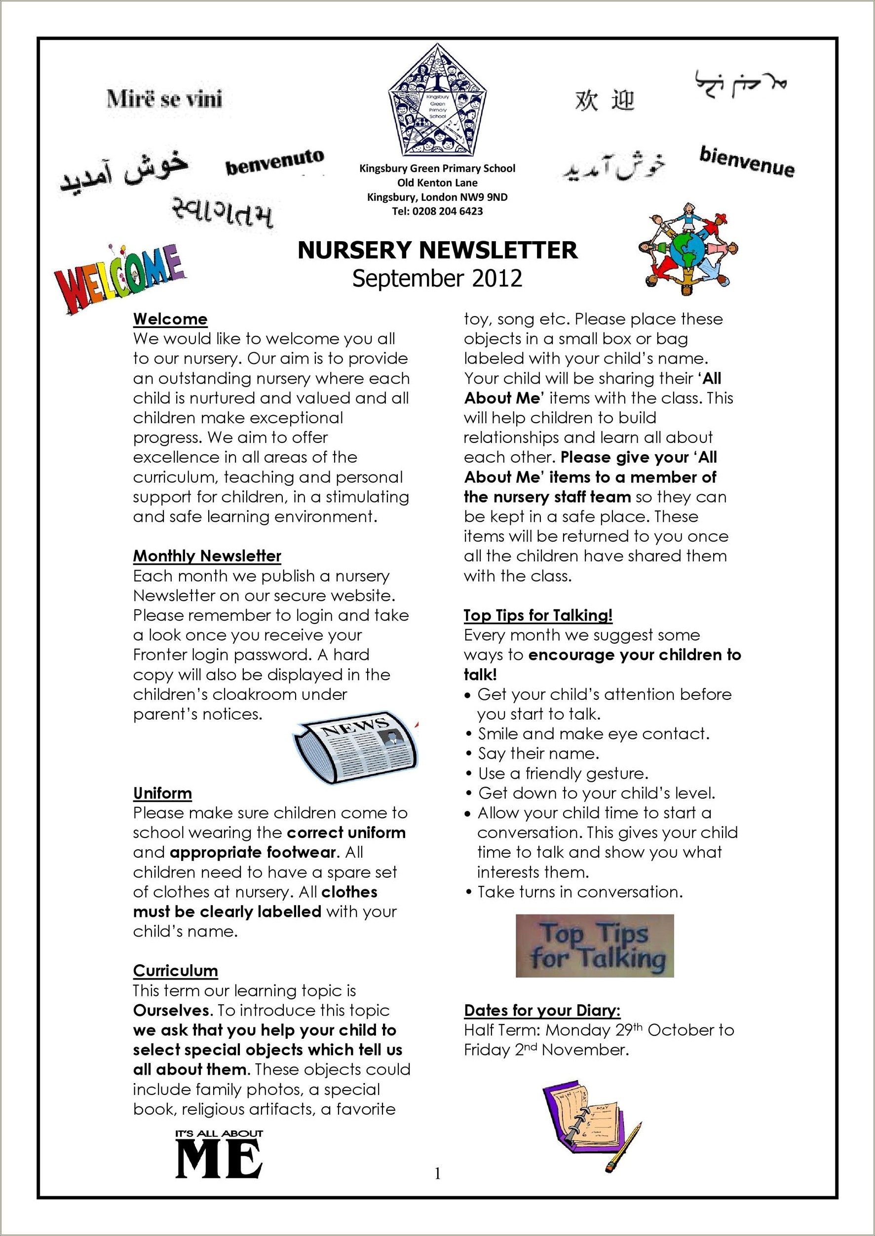 Free Printable Child Care Newsletter Templates November