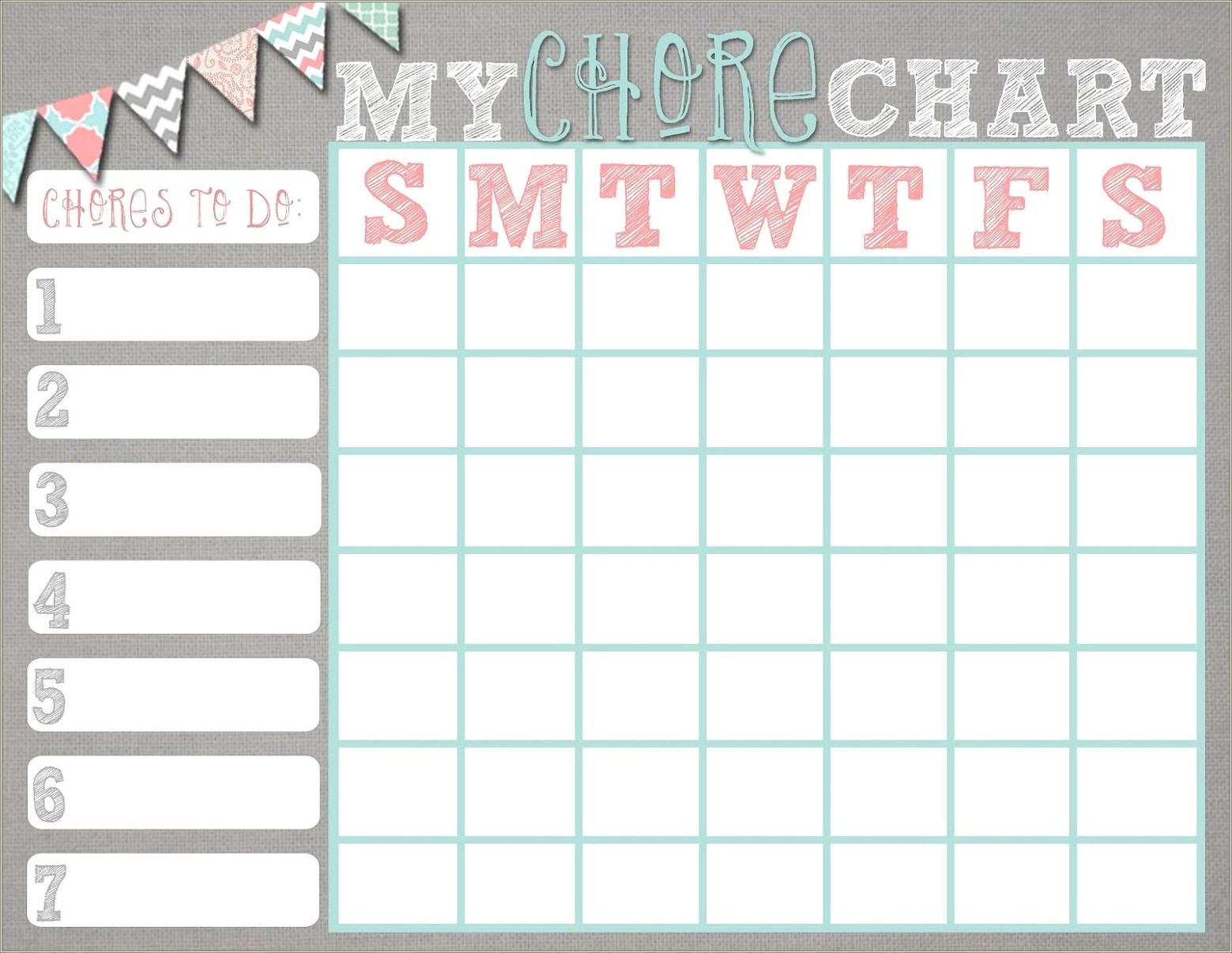 Free Printable Chore Chart Template For Teenager
