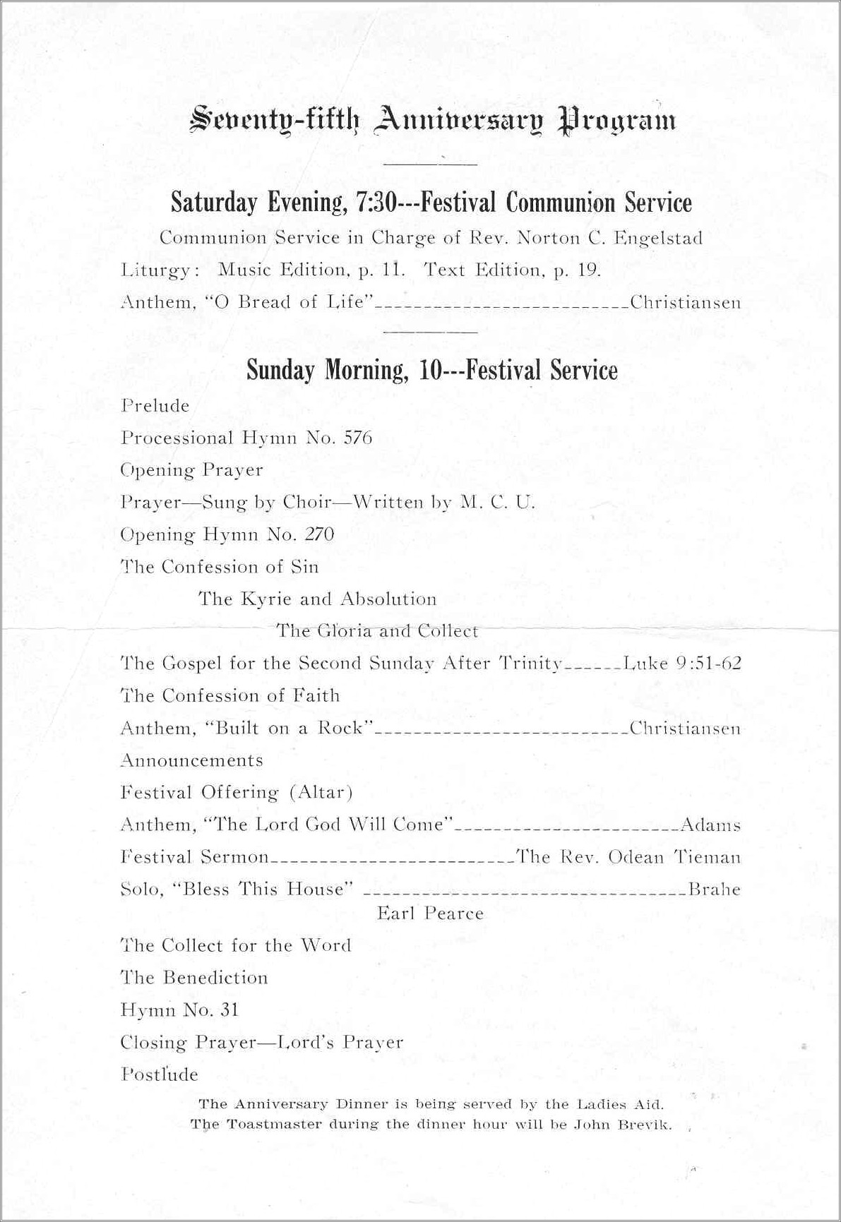 Free Printable Church Anniversary Program Templates