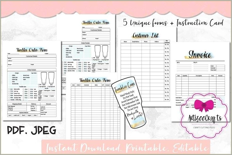 Free Printable Custom Embroidery Order Form Template