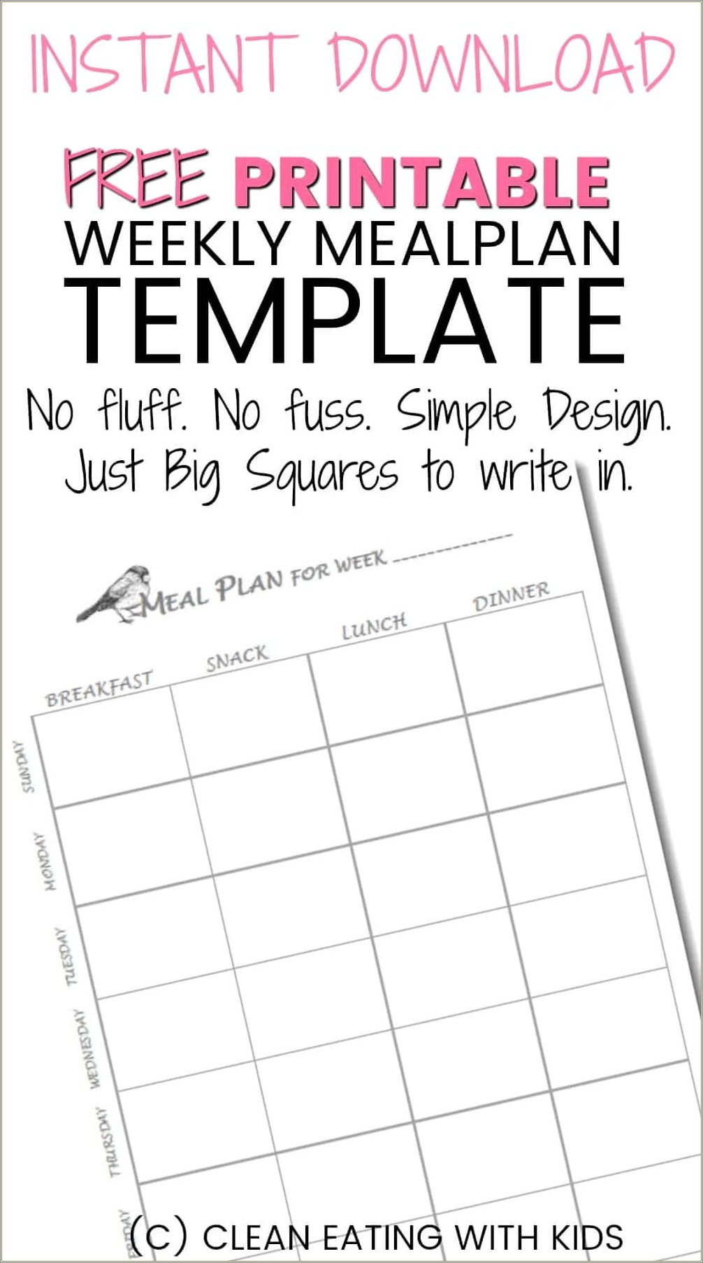 Free Printable Daily Meal Plan Template