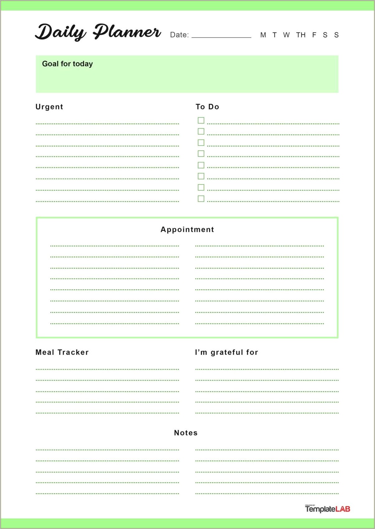 Free Printable Daily Planner Daily Schedule Template
