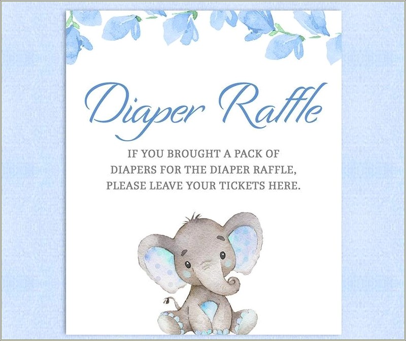 Free Printable Elephant Diaper Raffle Ticket Template Boy