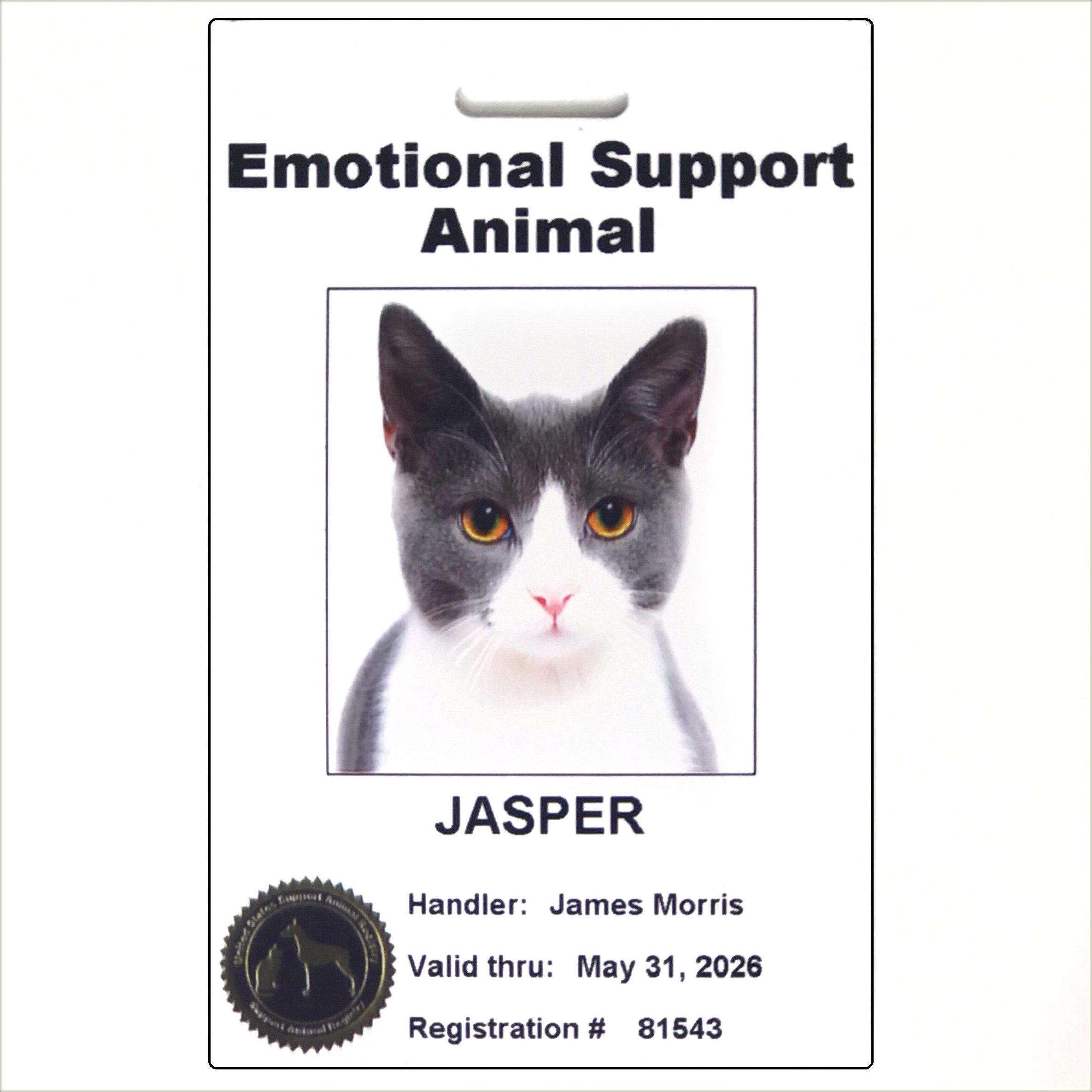 Free Printable Emotional Support Dog Id Card Template