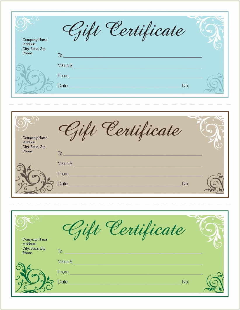 Free Printable Gift Certificate Templates For Word