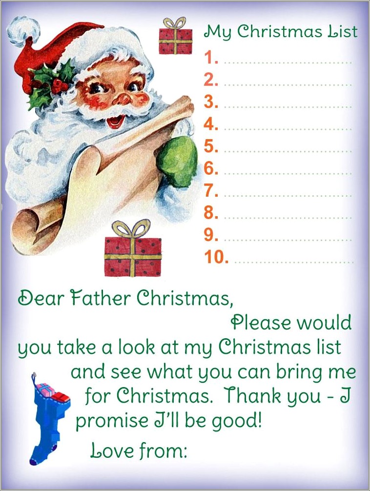 Free Printable Letter From Father Christmas Template