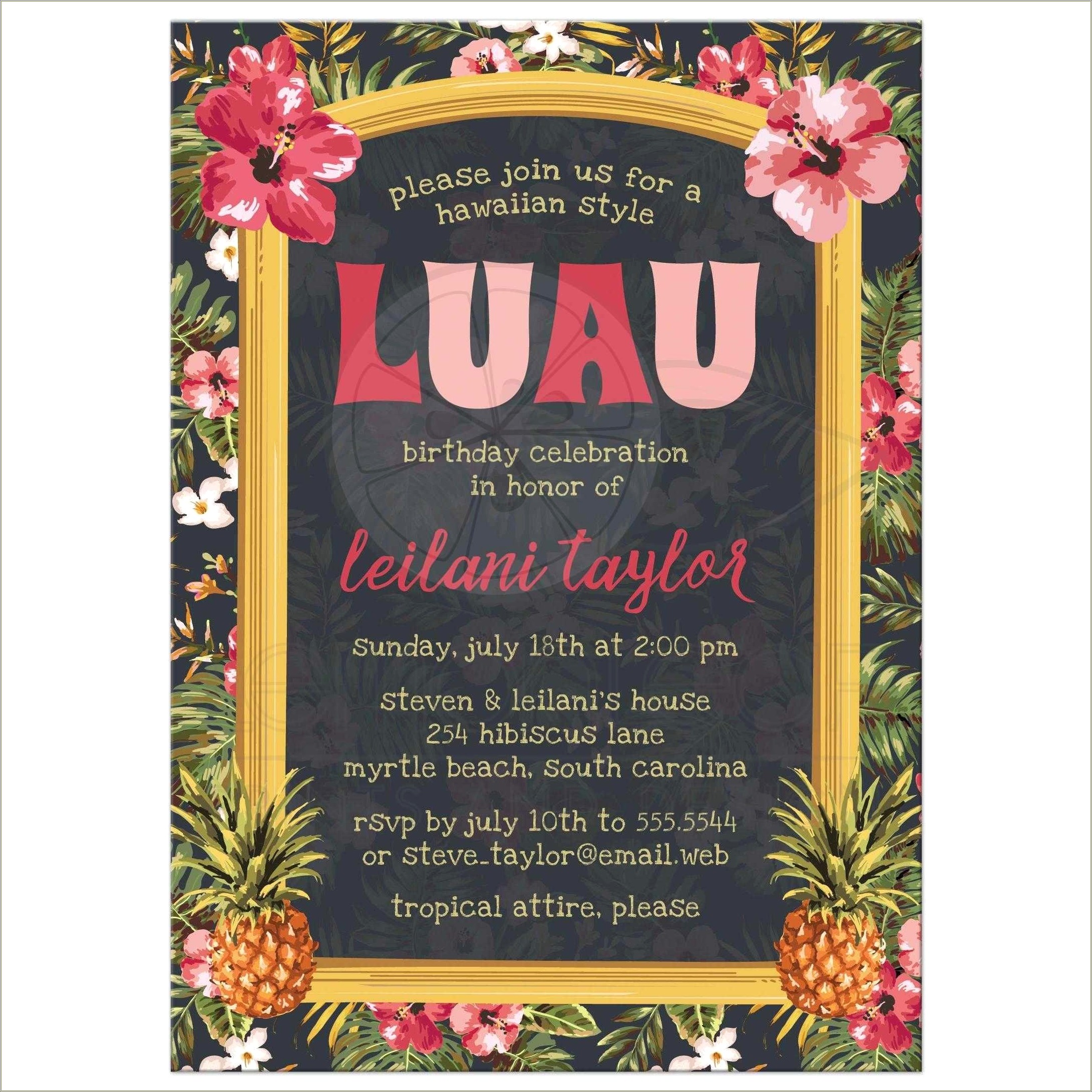 Free Printable Luau Invitations Templates Sweet 16