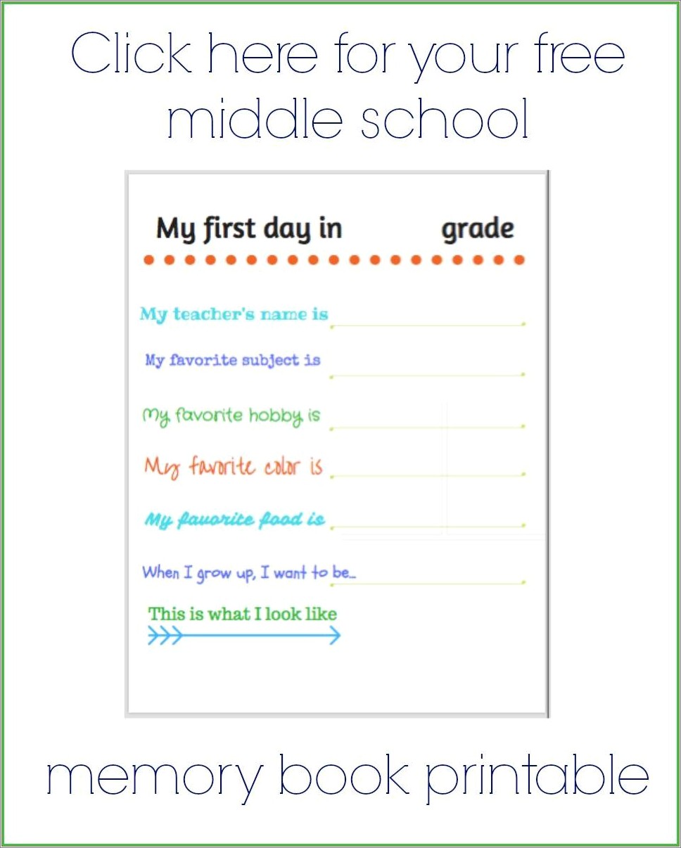 Free Printable Memory Book Templates Middle School