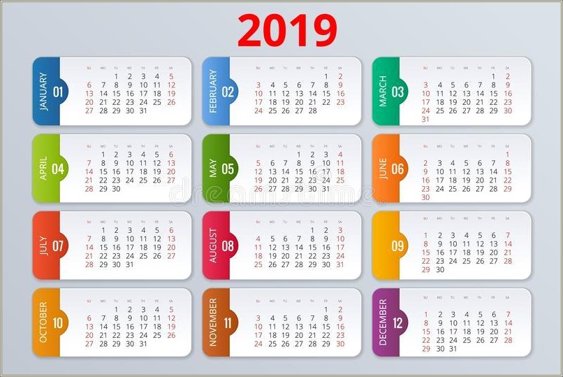 Free Printable Monthly Calendar Template 2019 Free