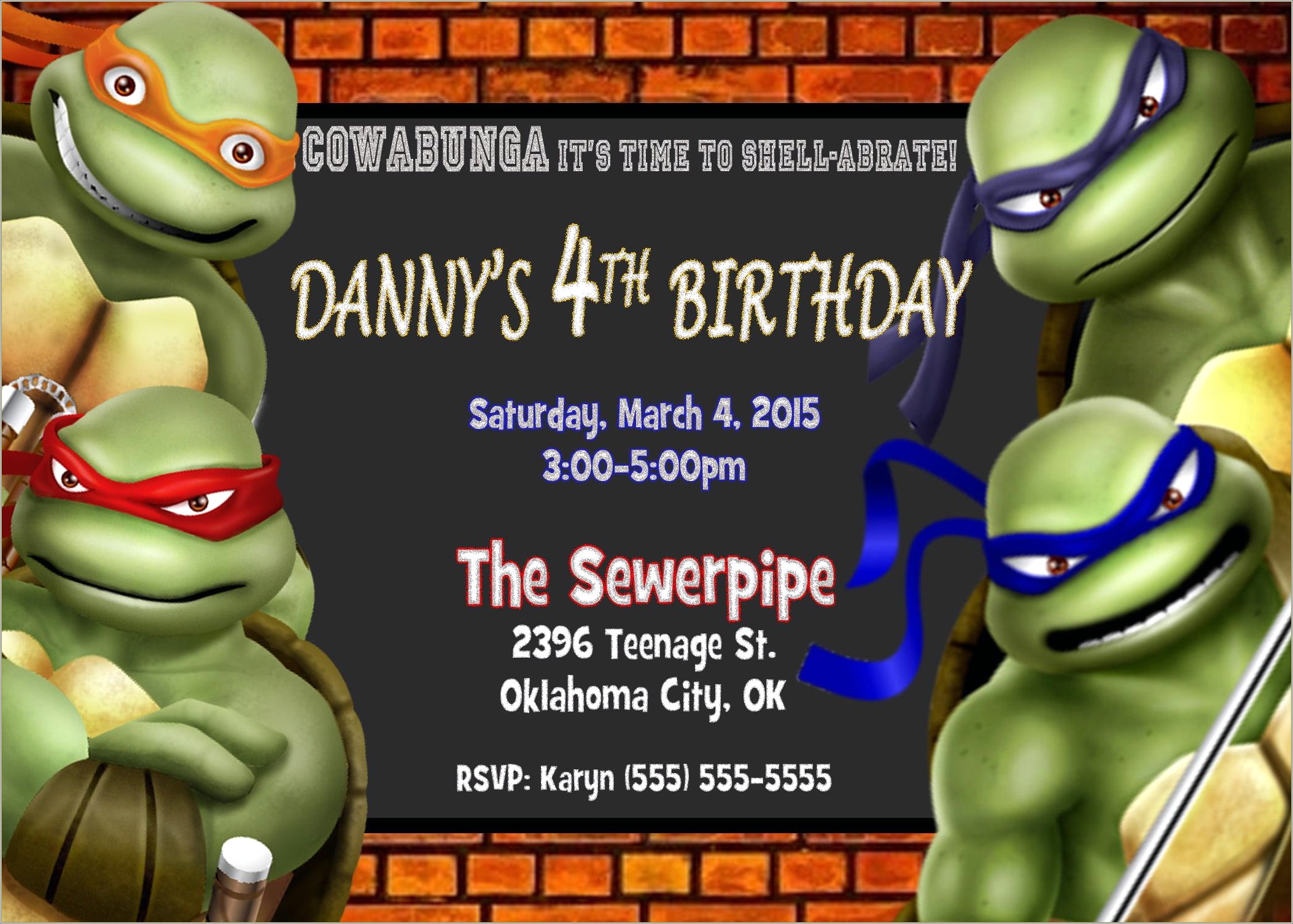 Free Printable Ninja Turtle Birthday Invitation Template