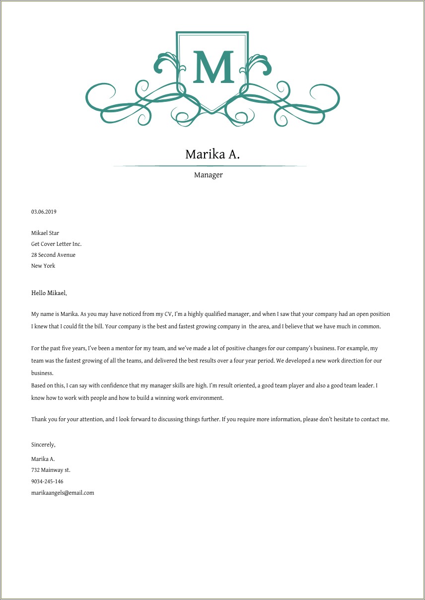 Free Printable Pre K Cover Letter Template
