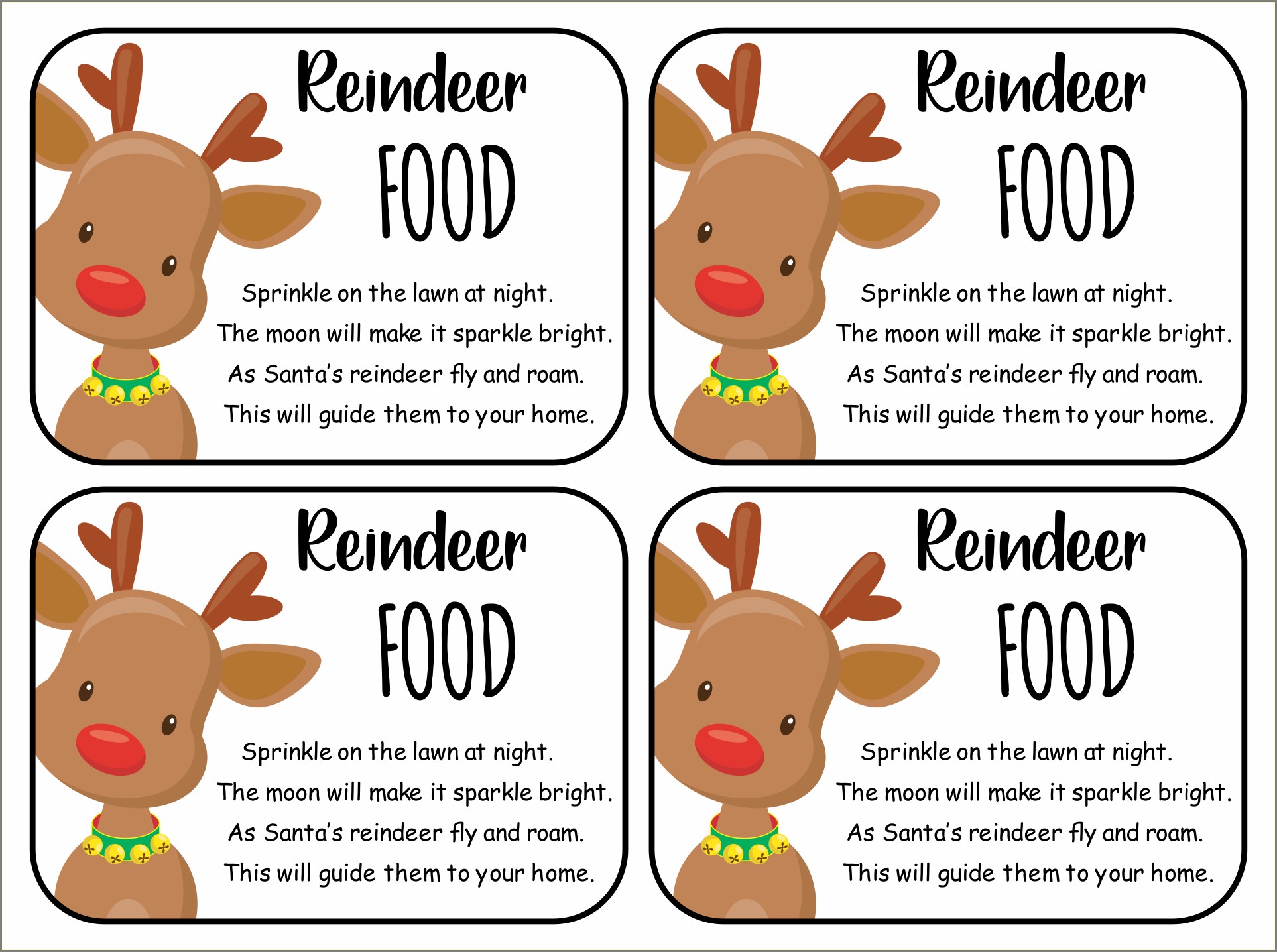 Free Printable Reindeer Food Christmas Tags Templates