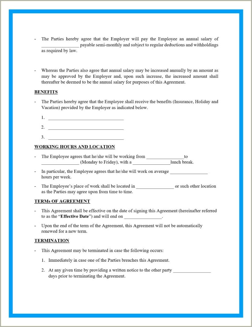 Free Printable Templates Contract Agreement Between Two Parties