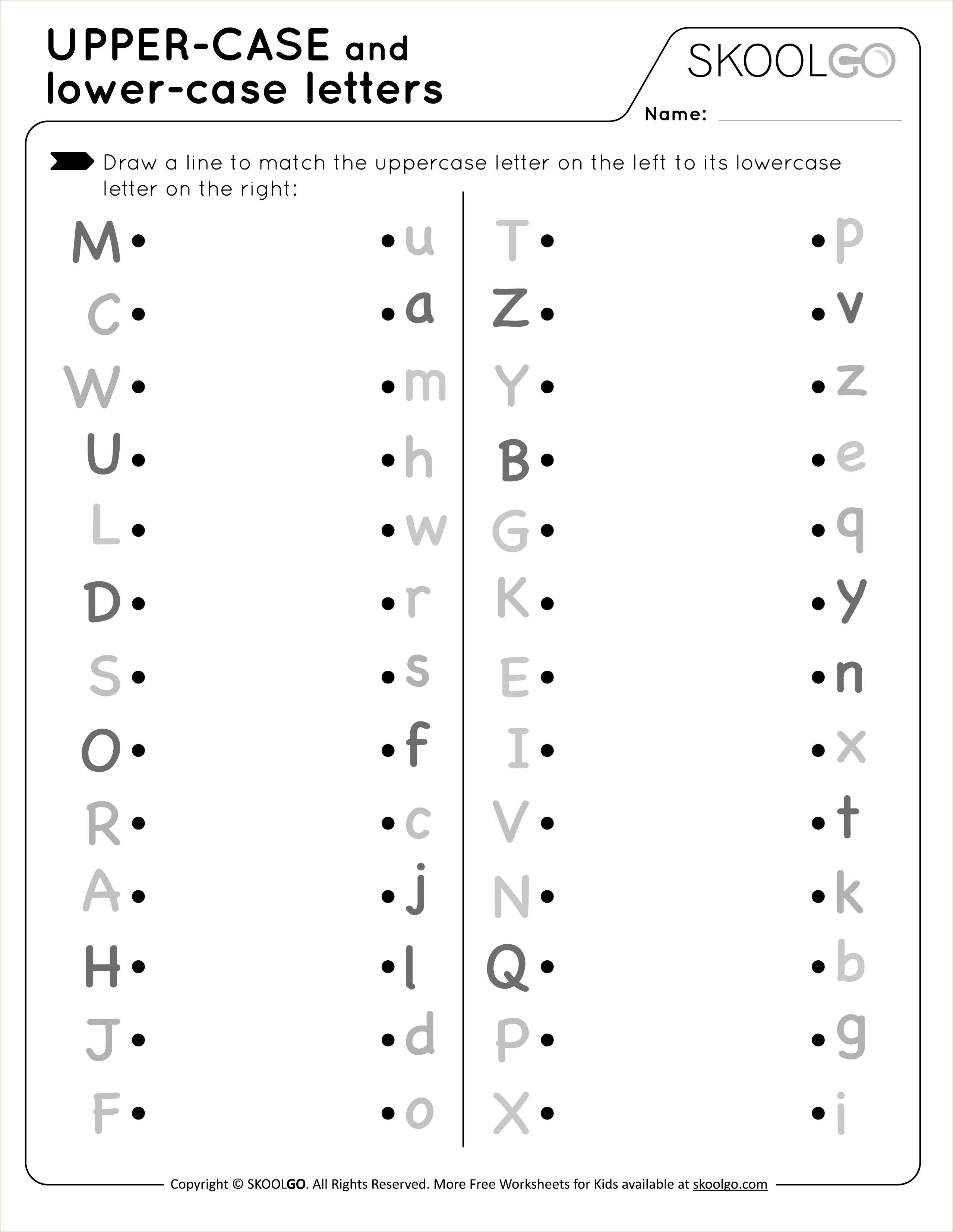 Free Printable Upper And Lower Case Alphabet Template